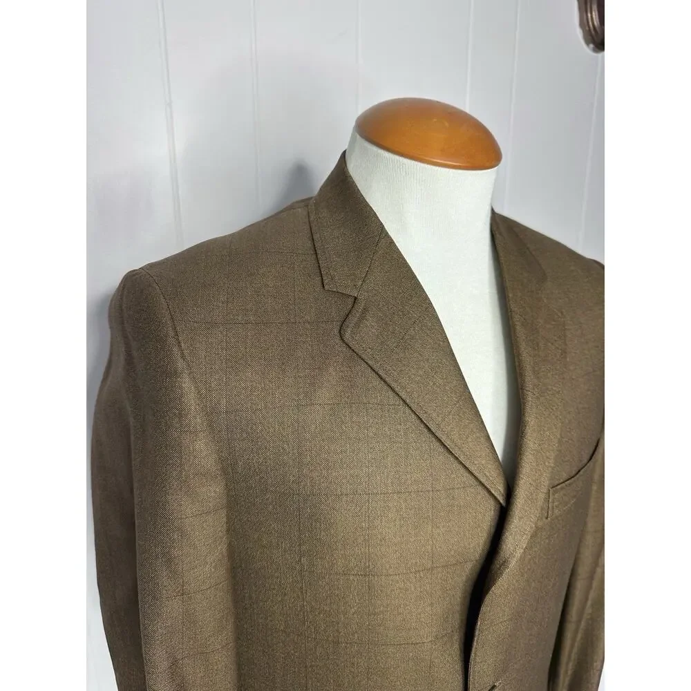 Vintage 70s-80s Anderson Little Brown Windowpane Checkered Blazer Mens 37R Union